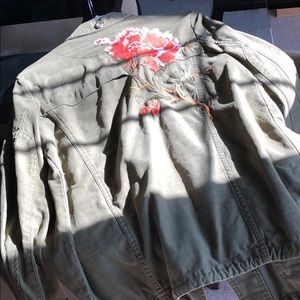 Anthropologie Flower Army Jacket